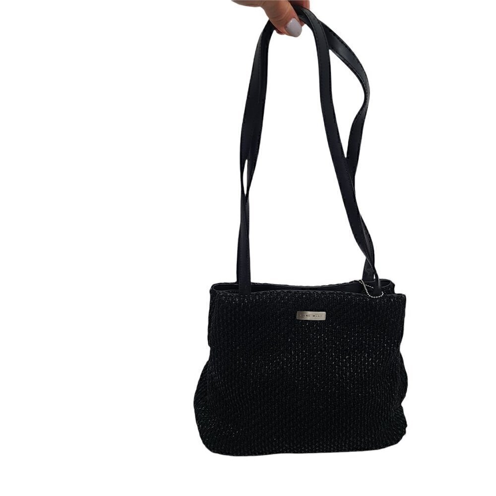 Vintage Y2K 90s Nine West Black Dream Weaver Woven Shoulder Bag